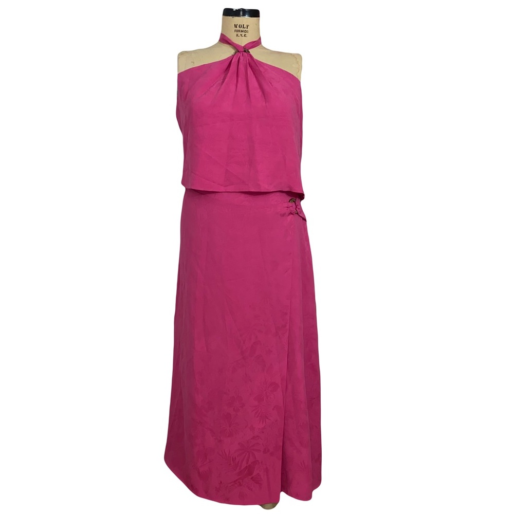 Tommy Bahama paradise found silk pink halter top maxi wrap skirt set sz 16 $225 - Picture 1 of 9